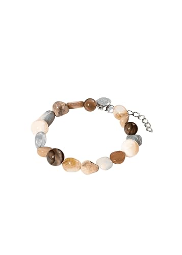 Purelei® Sunrise Armband – Edelsteinarmband mit Aquamarin, Citrin, Amazonit & Sonnenstein – Edelstahl 18K vergoldet – Damen Schmuck 17–20 cm – Pastellfarbenes Boho-Armband (Silver)