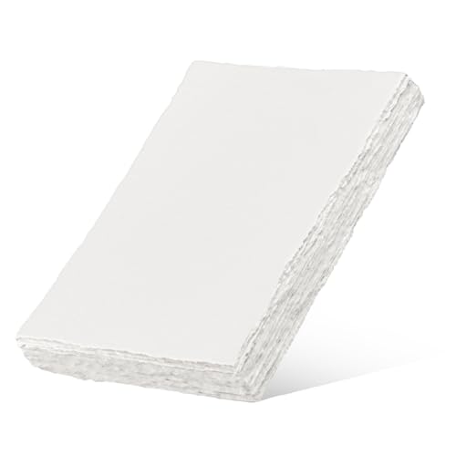 20 Pack Büttenpapier Handgefertiges Weißes, Aquarellpapier Dickes 300 GSM, Baumwoll-Aquarellpapier, Für GrußKarten DIY, Gemälde, Briefe, Schreibwaren, Student, Anfänger - 15.2 X 10.2 cm