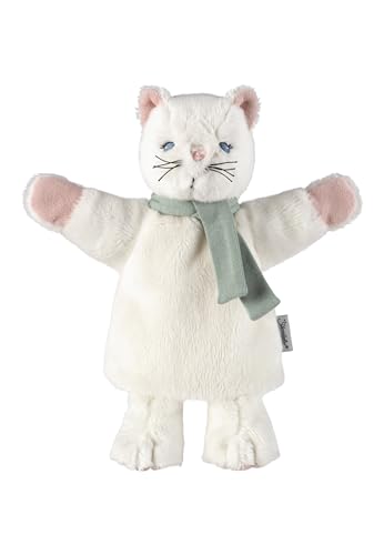 Sterntaler Kinder Handpuppe Katze - weiches Spielzeug zum Puppentheater, Erzählen, Kuscheln & Sprachförderung – perfekter Spielkamerad & Geschenkidee - für Jungen & Mädchen, weiß/rosa