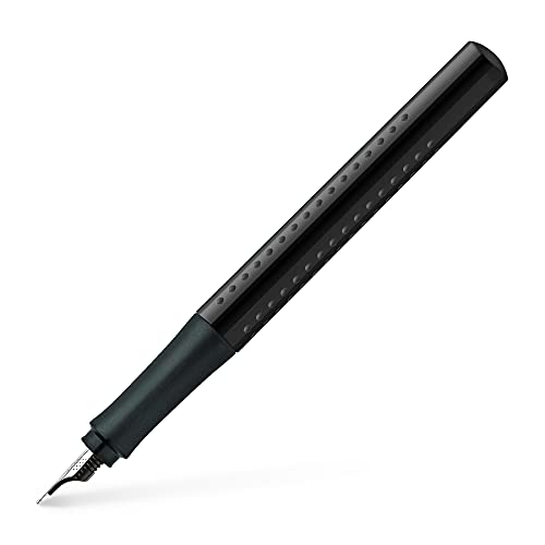 FABER-CASTELL 140816 - moderner Füller Grip 2010 mit Ergonomisches Design und Hochwertige Konstruktion, Füller breite Feder M, Nachfüllbar inkl. Tintenpatrone - schwarz, 1 Stück
