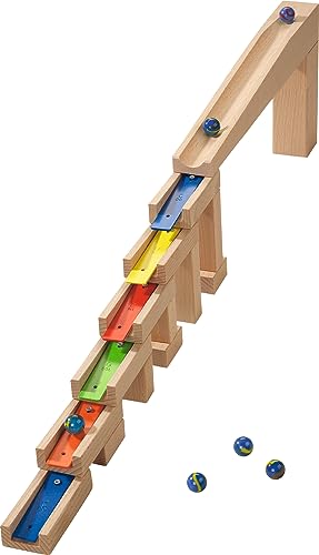 HABA Kullerbü Kugelbahn Melodiebausteine – Erweiterungs-Set ab 4 Jahren mit 6 Klang-Elementen, pentatonische Tonleiter, kombinierbar mit Allen HABA Murmelbahnen – 1003399001