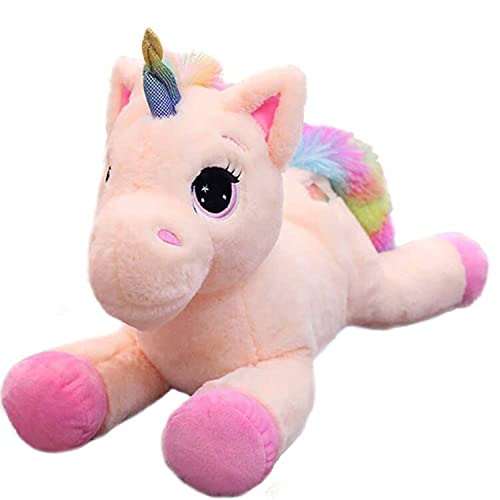 Georgie Porgy Kinder Plüschtier Plüsch Einhorn Kuscheltier mit mehrfarbigem Regenbogenschwanz Kuschelige Stofftier Geschenke für Mädchen (15'' Rosa Einhorn)