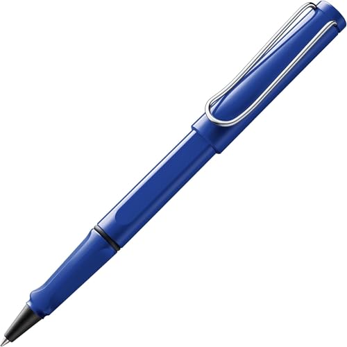 Lamy safari blue Tintenroller – zeitlos klassischer Stift mit ergonomischem Griff & Strichbreite M - Gehäuse aus robustem ASA-Kunststoff – mit Tintenrollermine M 63 in blau