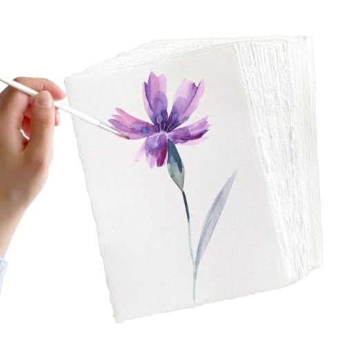 30 Blätter Büttenpapier A6, Baumwolle Aquarellpapier 300GSM Dickes Handgeschöpftes Papier für GrußKarten DIY Gemälde Briefe Einladungen Zeichnen Skizzieren Schreiben (10,2 x 15,2cm)
