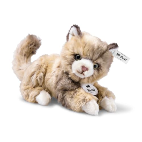 Steiff Kuscheltier Lucy Katze, Süßes Stofftier mit Kunststoffaugen, Kinder, Jungen & Mädchen, Plüschtier 18 cm, Beige, 099663