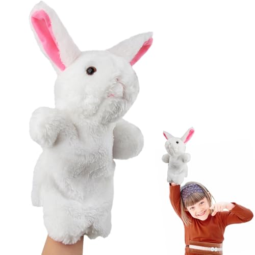 ACTOYS Handpuppe Hase, Handpuppen für Kinder, Osterhase, Handpuppen, Handpuppen für Erwachsene Hände, für Handpuppen für Erwachsene Hände, Puppentheater (Weißes Kaninchen)