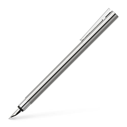 Faber-Castell 342000 - Füller Neo Slim Edelstahl, Federbreite M, silber glänzend