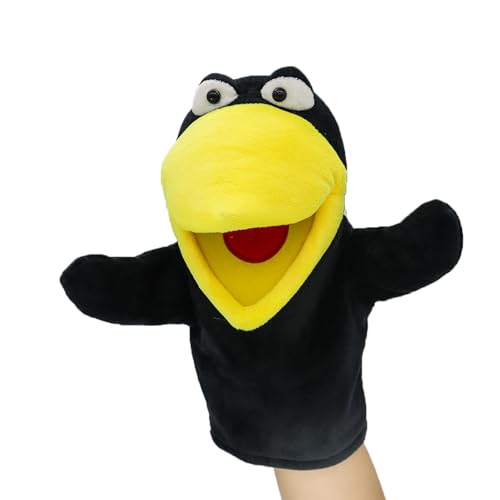lilizzhoumax Krähe Handpuppe Kuscheltier Tier Rabe Kawaii Niedliches Rollenspiel interaktives Früherziehungsspielzeug für Kinder Geschenk für Kinder perfekt für Puppentheater