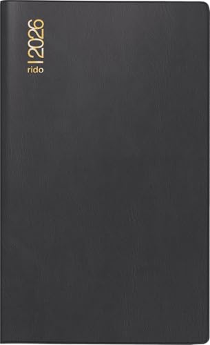 rido/idé 7046892906 | Taschenkalender Mod. M-Planer 2026 | A6, Kunststoff, schwarz