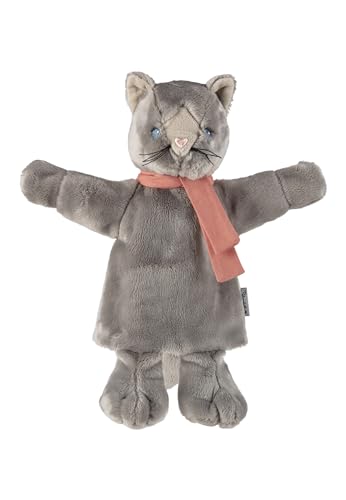 Sterntaler Handpuppe Katze - weiches Kinder Spielzeug zum Puppentheater, Erzählen, Kuscheln & Sprachförderung – perfekter Spielkamerad & Geschenkidee, grau