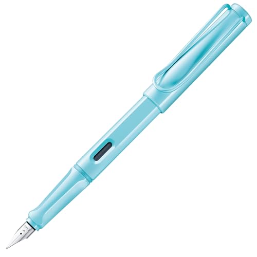 Lamy safari aquasky Füller - Füllhalter mit ergonomischem Griff & polierter Stahlfeder in Strichbreite M – robuster ASA-Kunststoff - inkl. Tintenpatrone T 10 blau - Rechtshänder