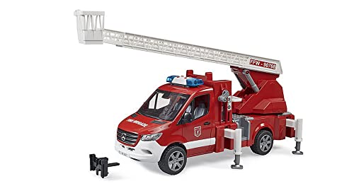 bruder 02673 - Mercedes-Benz Sprinter Feuerwehr mit Drehleiter Pumpe und Light & Sound Modul bworld Einsatzfahrzeug Einsatz-Wagen Feuerwehrauto Löschfahrzeug Feuerwehrmann 1:16