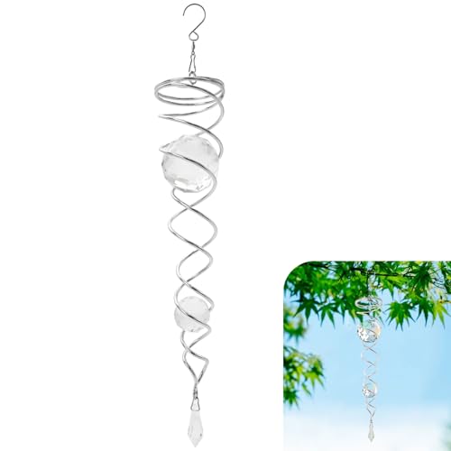 WYYFXY® Crystal Twister, Kristall Windspiel Metall Windspirale Suncatcher Garten für Deko Fenster, Balkon, Garten, Abmessung: 5 × 40 cm