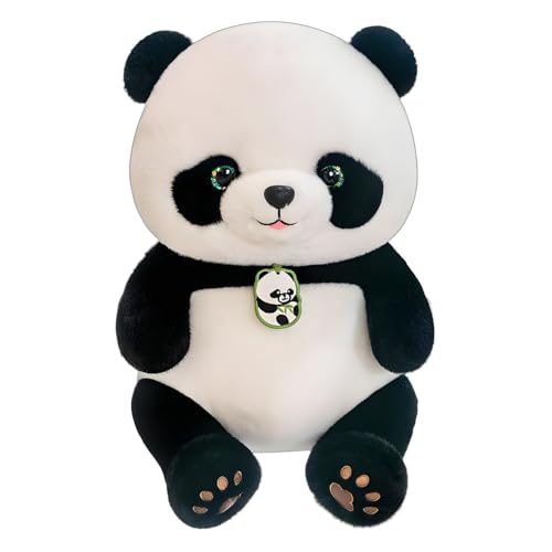 Champracer Süßes Panda Plüschtier - Cartoon Umarmung Spielzeug für Kinder und Erwachsene (Schwarz, 27 cm)