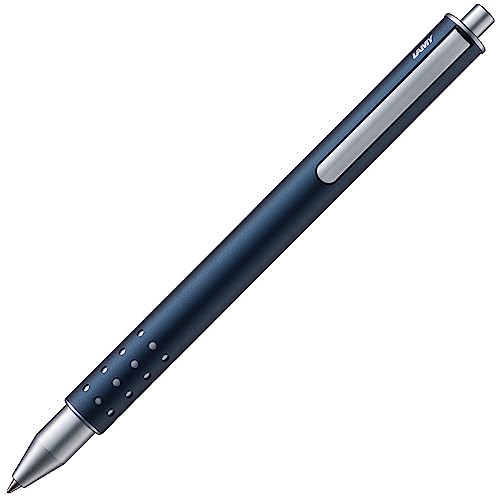 Lamy swift imperialblue Tintenroller – schlichter Tintenroller mit flüssigem Schreibgefühl – robustes Gehäuse aus Edelstahl & in Strichbreite B – mit Tintenrollermine M 66 in blau
