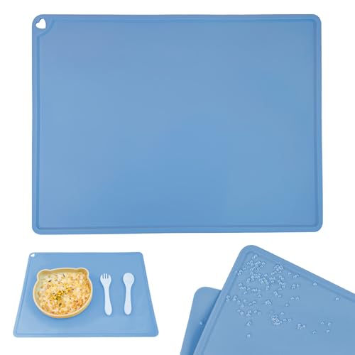 Euablfo 60 x 40cm Malunterlage, Silikonmatte, Wiederverwendbare Malmatte Bastelunterlage für Kinder, Tischmatte für Basteln Malen DIY-Projekte (Blau)