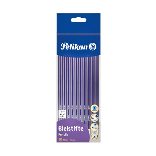Pelikan 811132 Bleistift mit Radiergummi, HB, Sechskant, 10 Stück