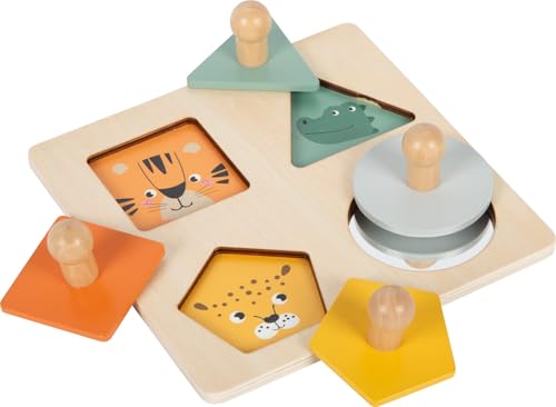 small Foot Montessori Setzpuzzle Formen und Motive, Robustes Puzzle aus FSC® 100%-zertifiziertem Holz, für Kinder ab 12 Monaten, 12769