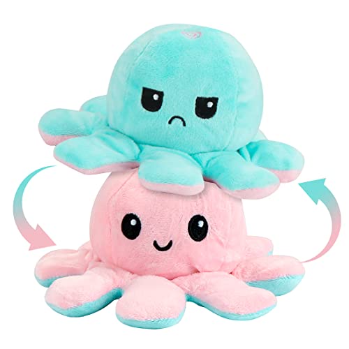 Zaloife Reversible Plüschtier Octopus - Doppelseitiges Flip Kuscheltier, Stofftier Spielzeug Geschenke für Kinder, Mädchen, Jungen und Freunde