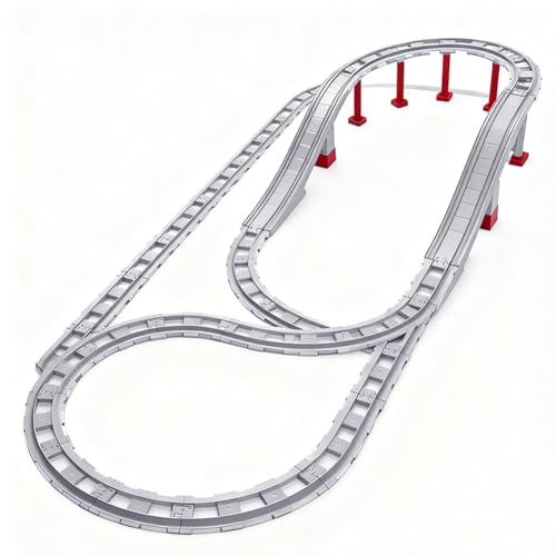 67PCS Bausteine Schienen Set, City Eisenbahn Schienen mit Gerade, Kurven, Cross Track, Kompatibel mit Marktführer, Spielzeug Geschenk für Kinder ab 2 Jahrenl