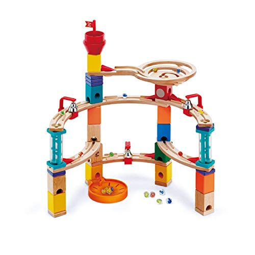 Hape Quadrilla BAU-Set Aus der Burg entkommen - Holz Kugelbahn und Murmelbahn, mit zahllosen Aufbaumöglichkeiten, kreatives Konstruktionsspielzeug, für motorische Fähigkeiten, für Kinder ab 4 Jahre
