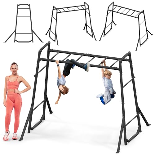 HyperMotion Garten Klettergerüst für Kinder und Erwachsene; Metall Kletterleiter mit Bodenverankerung; Belastbar bis 200 kg; Wetterfest Pulverbeschichtet; Schwarz für Outdoor Training