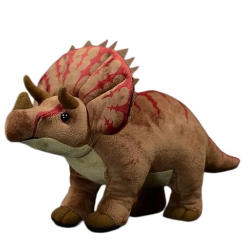Tiny Heart Triceratops Dinosaurier Plüschtier - Realistisches Stofftier, Niedliches und Weiches Geschenk für Kinder, Jungen und Mädchen - Braun, 21 Zoll