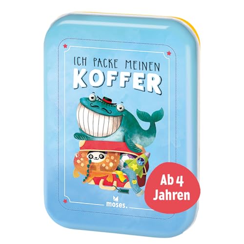 moses. Verlag GmbH 90352 Ich packe meinen Koffer | Der Spieleklassiker für Kinder ab 4 Jahren| Kinderbeschäftigung | Kartenset, Hellblau, White