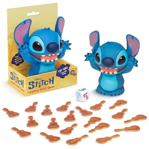 Goliath – Disney Laughing Stitch Game – Gesellschaftsspiel für Kinder ab 6 Jahren – Geschwindigkeit & Reflexe – Elektronischer Stitch mit Geräuschen, Würfel & Spielsteinen – 2+ Spieler