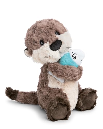 NICI Kuscheltier Otter Oda mit Fisch 25cm - grau - Stofftier aus weichem Plüsch, niedliches Plüschtier zum Kuscheln und Spielen, für Kinder & Erwachsene, tolle Geschenkidee - 62648