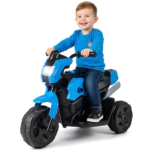 DREAMADE 6V Kinder Motorrad, Elektromotorrad mit 3 stabilen Rädern & LED-Scheinwerfer & Fußpedal, Elektrisches Motorrad für Kinder ab 3 Jahren (Blau)