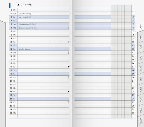 BRUNNEN Monats-Ersatzkalendarium Mod. 753 2026 | 87×153 mm, Karton, weiß