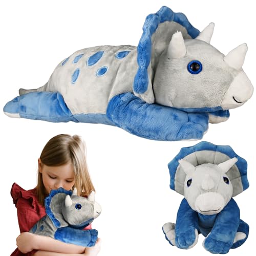 Omuyasi Gewichtstiere Dinosaurier Kuscheltier 60 cm/2 kg, Beschwertes Kuscheltier Erwachsene, Triceratops Gewichtskuscheltiere Dino, Therapeutisches Kuscheltier mit Gewicht, Weighted Stuffed Animals