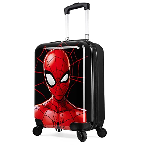 Marvel Spiderman Trolley für Kinder | Reisekoffer mit Reißverschlussfach + aufklappbarem Griff mit 4 Rollen| Maße 49 x 33 x 22 cm | Reisetrolley für Mädchen und Jungen mit viel Stauraum