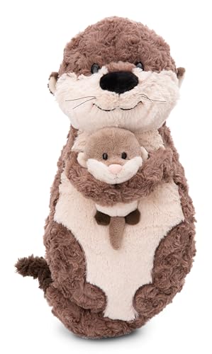 NICI Kuscheltier Otter Oda & Odalina 40 x 20 cm – 2-in-1 Kuschelkissen aus weichem Plüsch, Dekokissen in Otter-Form für Kinder & Erwachsene, 49169, tolle Geschenkidee, beige & grau