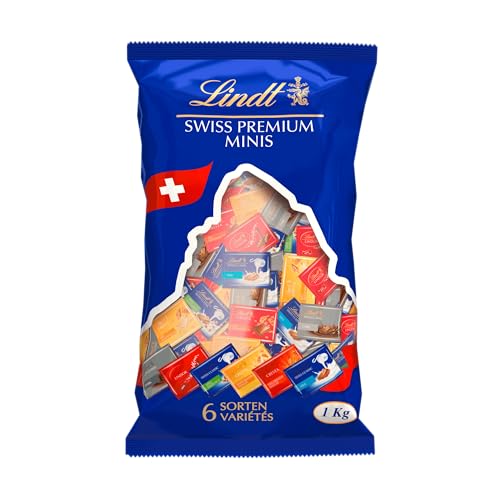 Lindt Schokolade | Napolitains Mini Schokoladentafeln Beutel | 1 kg | kleine zartschmelzende Schokoladen-Täfelchen in 6 Sorten | Schokoladen-Geschenk zum Teilen