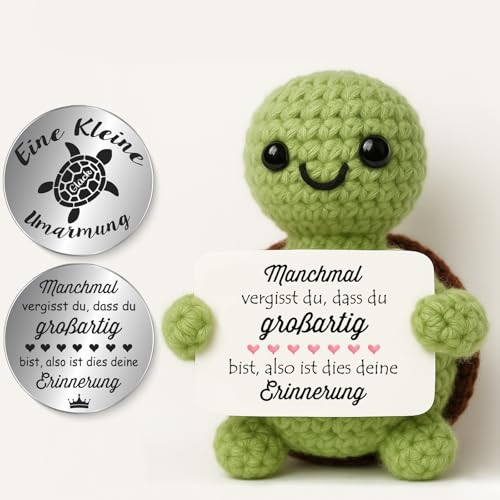 Tixlux Pocket Hug Positive Schildkröte, Kreative Strickwolle Schildkröte Puppe und Kleine Umarmung Glücksbringer, MutmacherGeschenk, Gute Besserung Geschenk, Weihnachten (Erinnerung)
