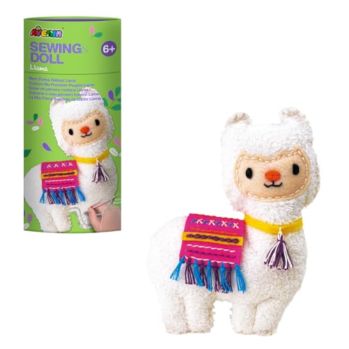 Avenir 6301623 DIY Nähset, Sewing Lama, Bastelset für Kinder, Kreativ-Set, ab 6 Jahren, Leuchtende Farben