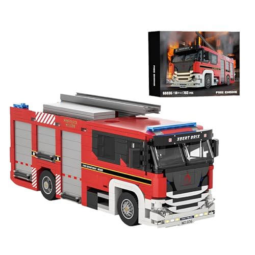 MirthMakers Feuerwehrauto Bauklötze Setzen für Erwachsene (703PCS), Stadt Notfall Rettung Fahrzeug Sammler Modell Bauklötze Kit, Geschenk für Jugendliche ab 14 Jahren, Kompatibel mit großen Marken