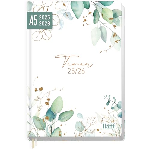 Häfft-Timer 2025/2026 A5 (Aug 25 - Sep 26) Hardcover Schülerkalender 'Blattgold' Schulplaner, Schülerplaner, Studienplaner, Semesterplaner - nachhaltig & klimafreundlich