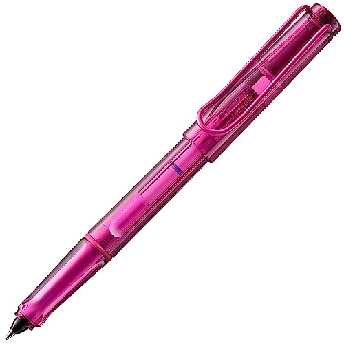 LAMY balloon Tintenroller 311- Volltransparenter Rollerball in der Farbe Pink mit markantem Griffstück und pulverbeschichtetem Metallclip - Mit Tintenrollerpatrone- Strichbreite B