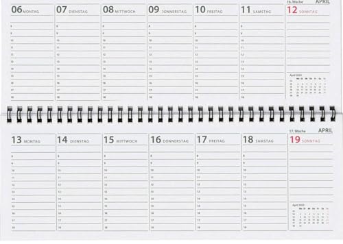 Stylex/Glocken Schreibtischquerkalender 2026, 32 Blatt, 1 Woche pro Seite, Spiralbindung, Tischkalender quer