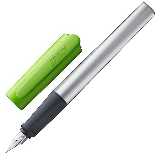 Lamy nexx lime Füller - Füllhalter mit rutschfestem Griff & polierter Stahlfeder in Strichbreite A - dreieckiges Gehäuse aus Aluminium - inkl. Tintenpatrone T 10 blau - Rechtshänder