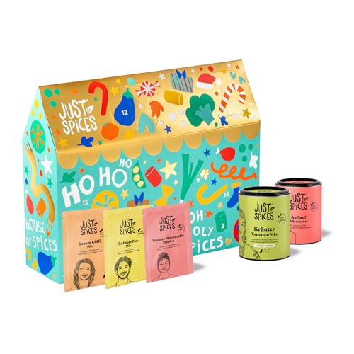Just Spices Medium Gewürz Adventskalender 2025 I 24 leckere Gewürzmixe und Rezepte I Mit 20 Gewürztütchen und 4 Gewürzdosen in Originalgröße I Auch prima als Geschenk