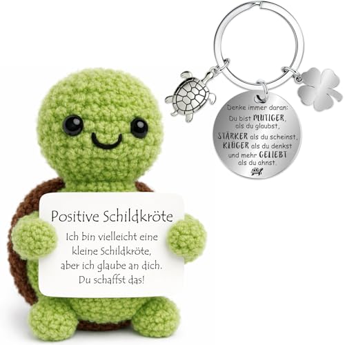 Farbeele Positive Schildkröte und Glücksbringer-Schlüsselanhänger, Pocket Hug Positive Puppe, MutmacherGeschenk, Gute Besserung Geschenk, Glücksbringer Prüfung, Geburtstags-, Valentinstagsgeschenk