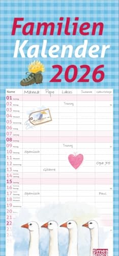 times&more Schaffner Familienplaner 2026: Schöner Familien-Kalender, liebevoll gestaltet von der bekannten Grafikerin. Wandkalender für Familien, ... praktisch! times&more (Familienplaner Heye)