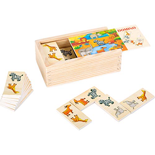 small Foot Domino Safari aus Holz, lustiges Legespiel mit bunten Tiermotiven, FSC 100%-Zertifiziert, 10963
