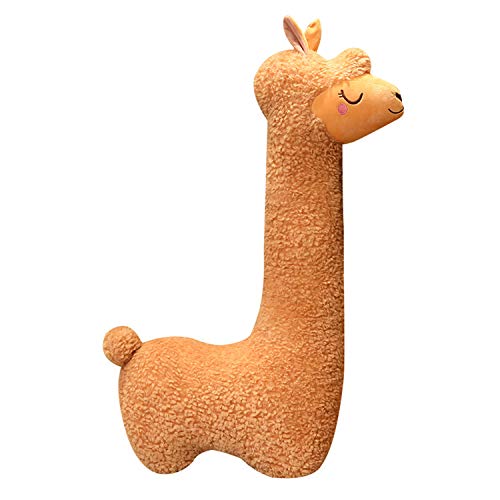 100cm Alpaka Kuscheltier, Alpaka-Plüschtier mit langem Hals, Weiches Alpaka-Kissen-Stofftier, Long Neck Plüschtier, Nettes Alpaka-Plüschtier, Sofakissen Kissen Cartoon Gefüllte Puppen (Braun, 100cm)