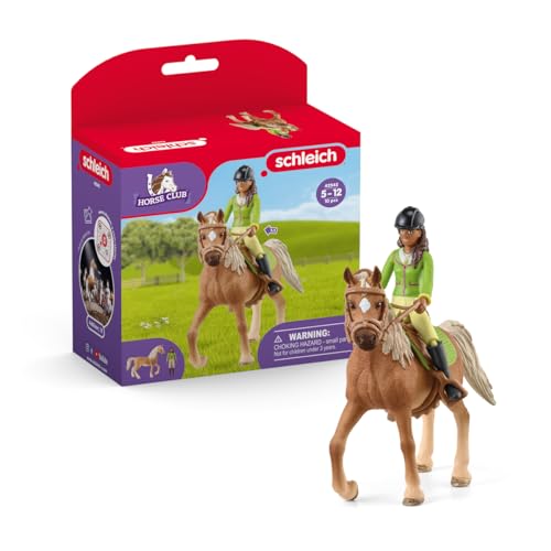 SCHLEICH Horse Club | Sarah & Mystery 42542 | bewegliche Mädchenfigur | mit Pferde Zubehör | tolles Geschenk für Mädchen und Jungen | Pferde Spielzeug ab 5 Jahren | 10 Teile | exklusiv bei Amazon