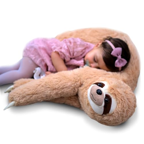 mikamax Sloth Pillow – XL – Faultier Kuscheltier – XXL Kuscheltier – Teddy – Babyshower - Babyparty Geschenke – Super Weich - 60 cm – 23.5 Inch